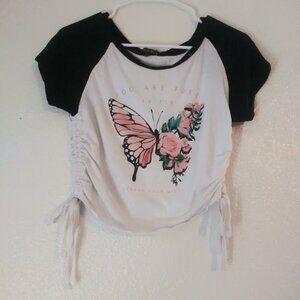 Sistas women's size XL white and black butterfly top
